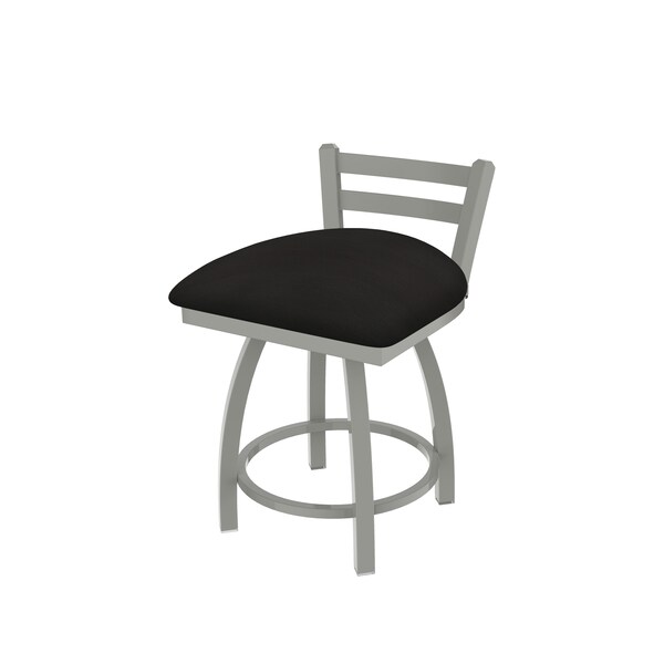 18" Low Back Swivel Vanity Stool, Nickel Finish, Canter Espresso Seat